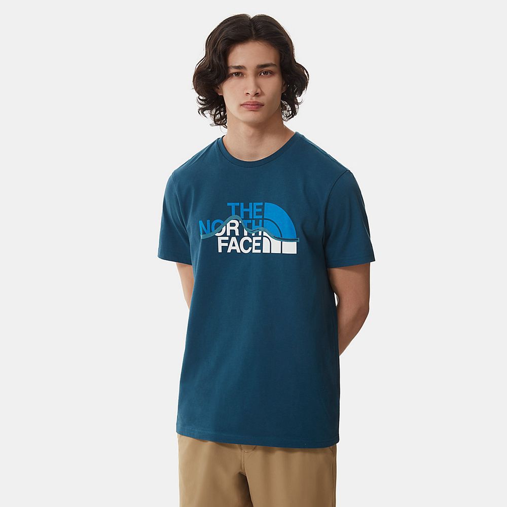 The North Face T-Shirts Mens Australia - The North Face Mountain Line Blue / White Mountaineering (O